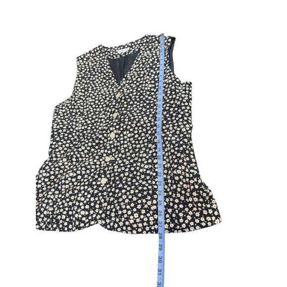 Vintage Talbots Black Tan Floral Print Button Front V-Neck Vest Size 14 - Picture 10 of 10